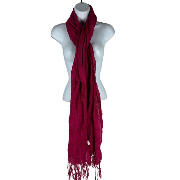 Elegant Fuchsia Scarf With Fringe Edge Hand Wash Recommended - Picture 3 of 4
